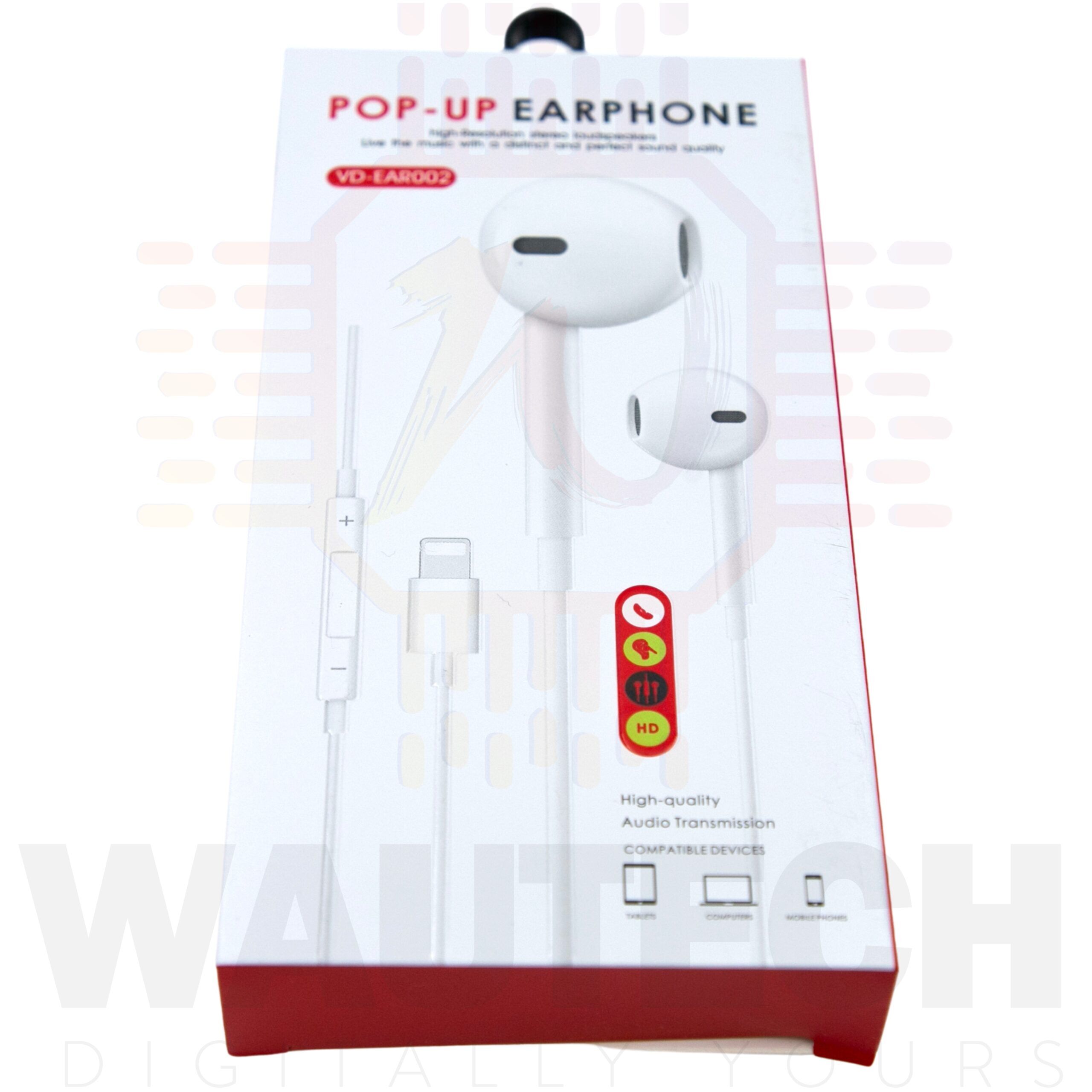 Ven-Dens Apple iPhone Lightening Pop-Up Earphones (VD-EAR002) - White2 - Wautech Ven-Dens Apple iPhone Lightening Pop-Up Earphones (VD-EAR002) - White2 - Wautech