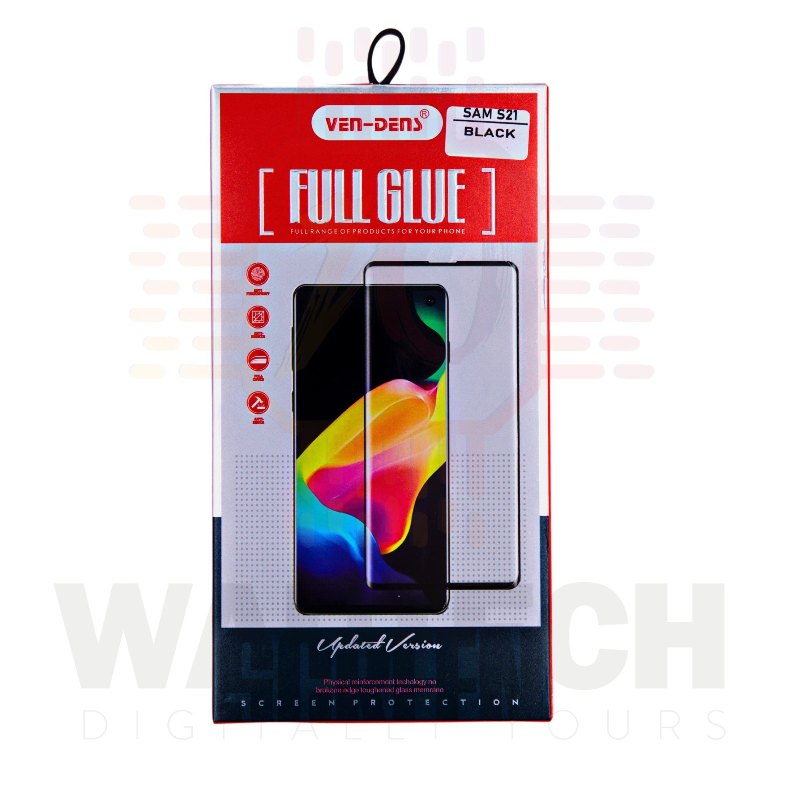 ven-dens-samsung-s21-full-glue-tempered-glass- black-wautech-peterborough-front