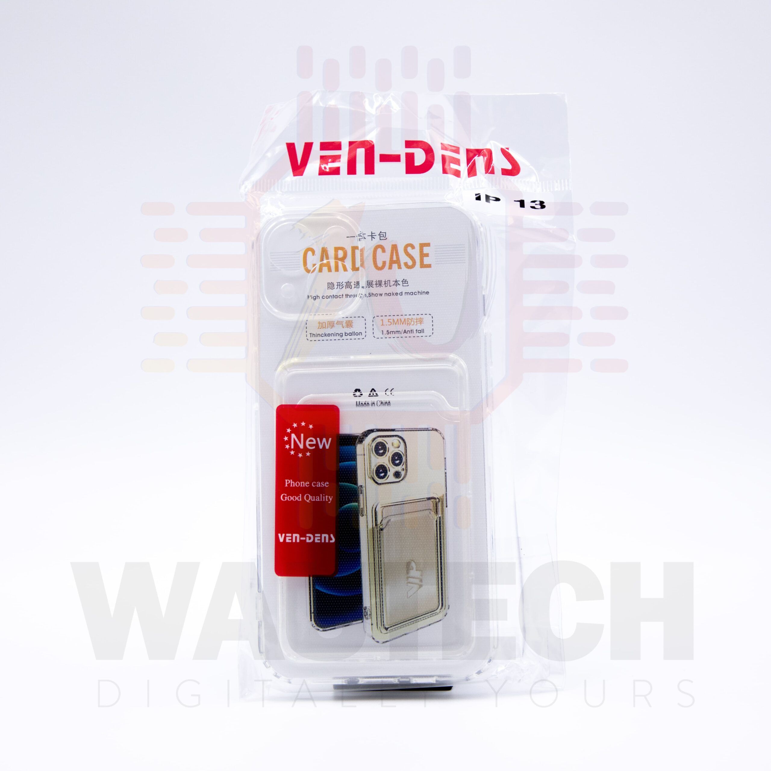 VEN-DENS Apple 13 (6.1-Inch) TPU Case with Card Slot - Front - Clear VEN-DENS Apple 13 (6.1-Inch) TPU Case with Card Slot - Front - Clear
