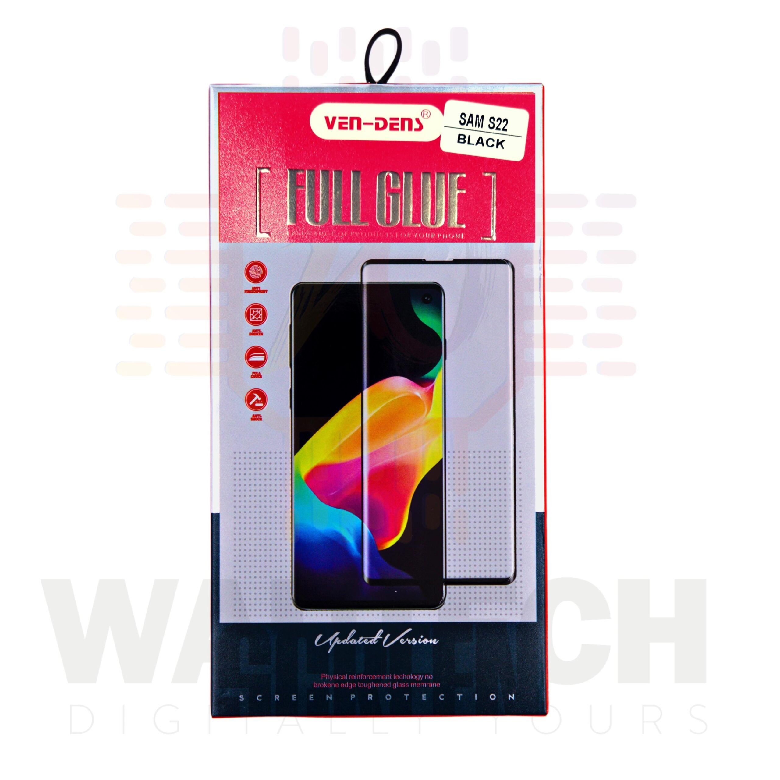 ven-dens-samsung-s22-full-glue-tempered-glass-black-wautech-peterborough-front ven-dens-samsung-s22-full-glue-tempered-glass-black-wautech-peterborough-front