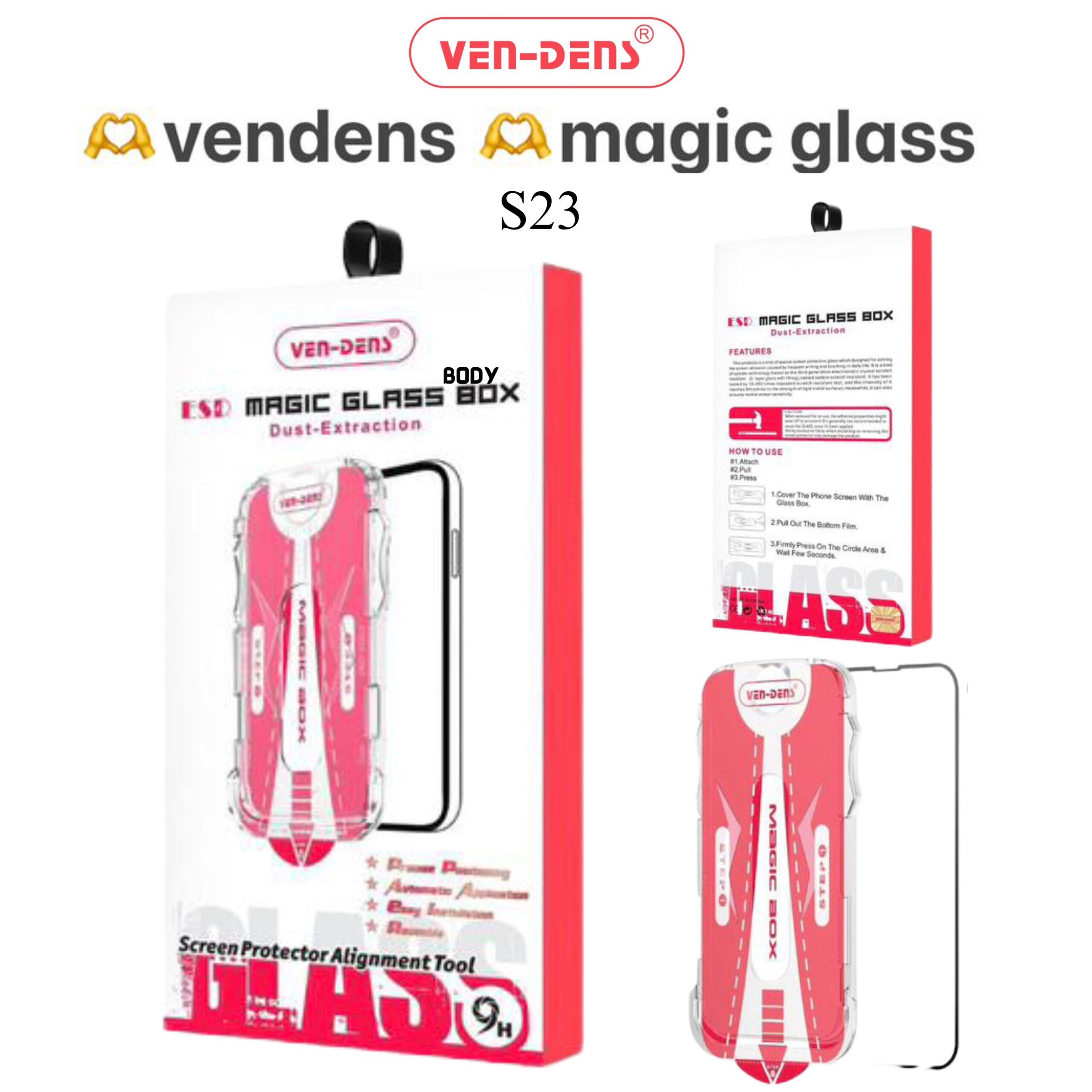 Ven-Dens Samsung Galaxy S23 Magic Glass Box Screen Protector Ven-Dens Samsung Galaxy S23 Magic Glass Protector13i